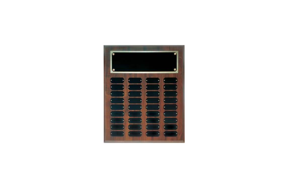 Cherry Finish Completed Perpetual Plaque with 36 Plates