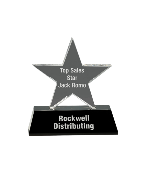 Clear Crystal Star on Black Pedestal Base