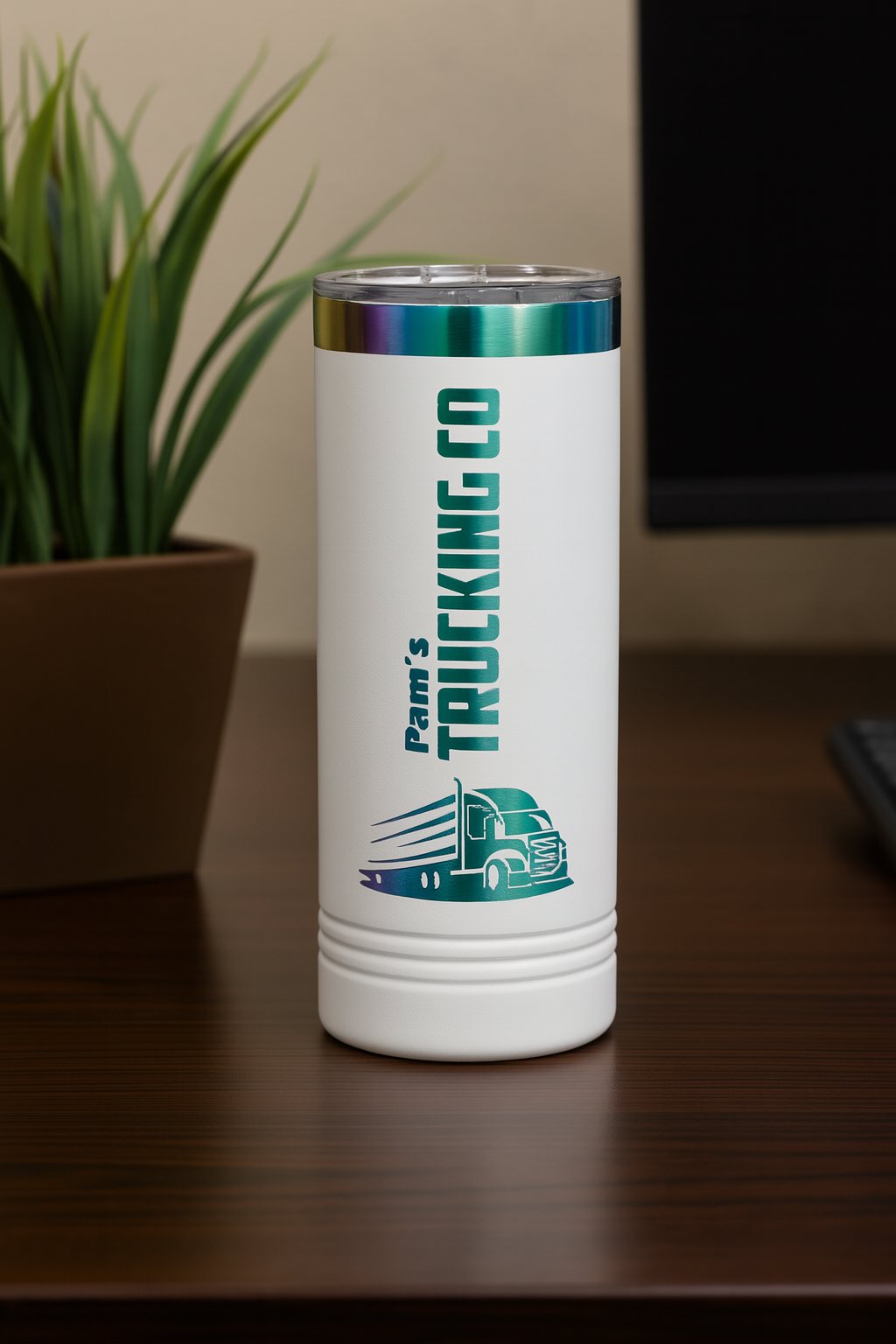 22oz Skinny Tumbler White Prism Slide Lid