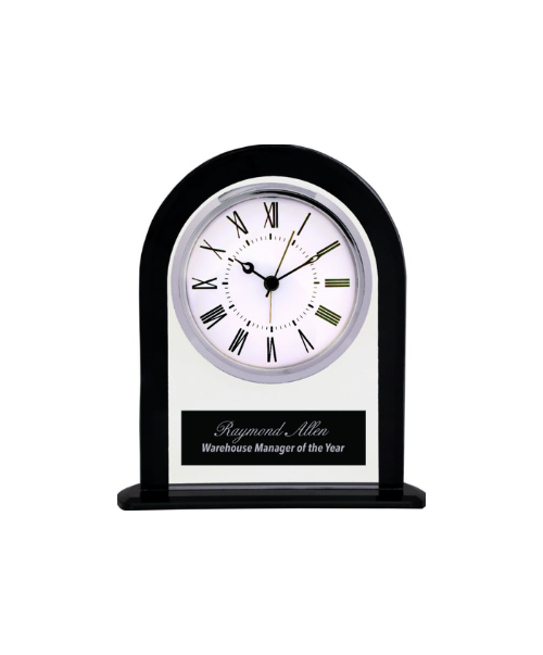 Black & Clear Glass Arch Clock