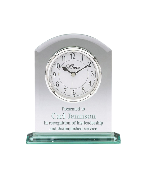 Glass Desk Clock with White Face