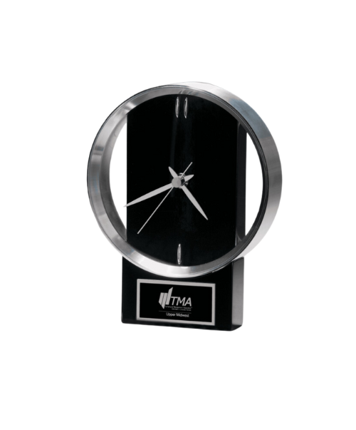 Modern Design Clock w/Brushed Silver Bezel