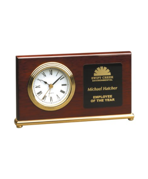 Rosewood Piano Finish Horizontal Desk Clock