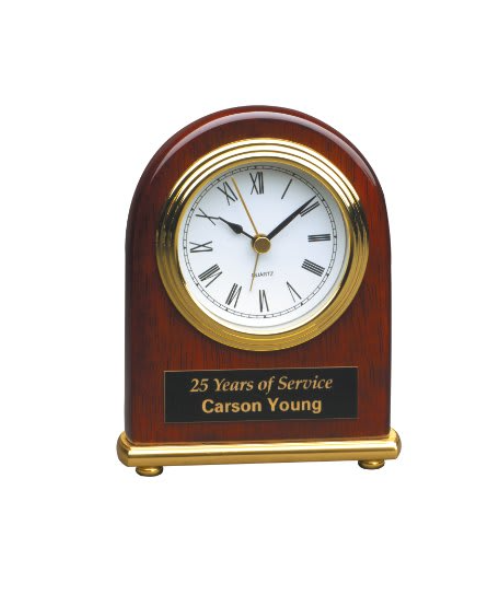 Rosewood Piano Finish Arch Desk Clock