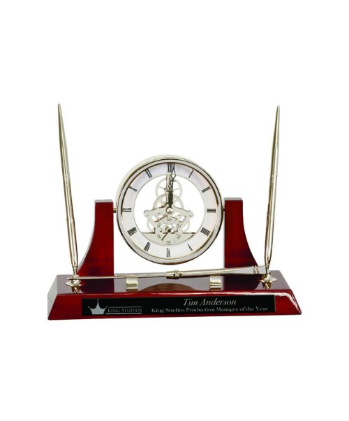 Executive Silver/Rosewood Piano Finish Clock