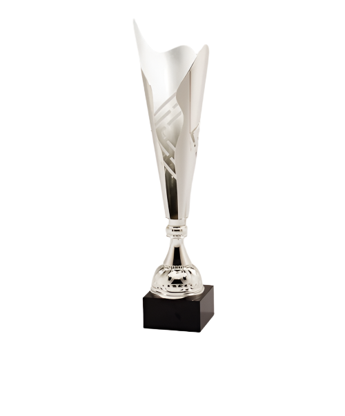 Elegant Silver Cut Out Metal Cup On Genuine Black Marble Base