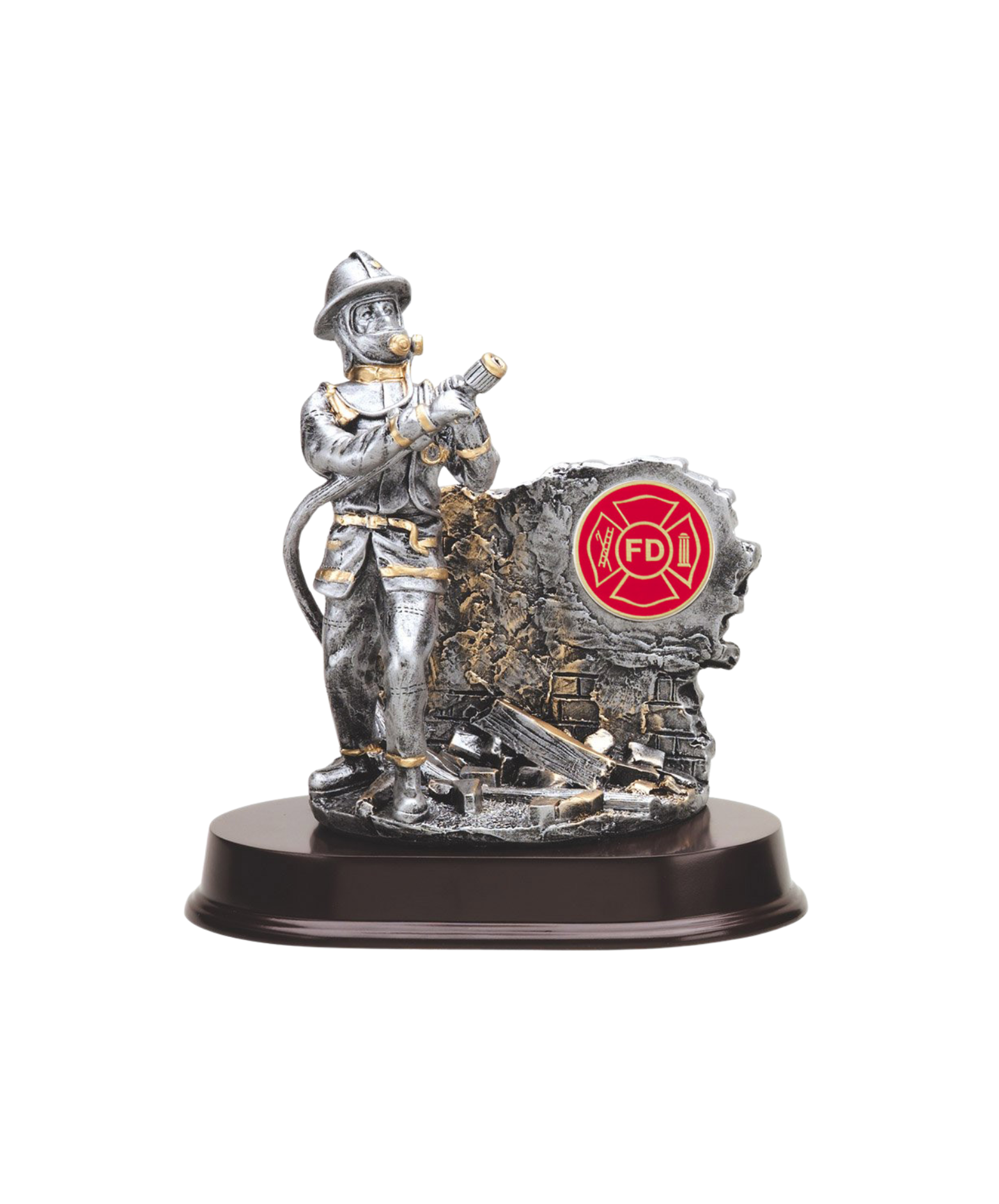 Fireman with Gold Trim Resin