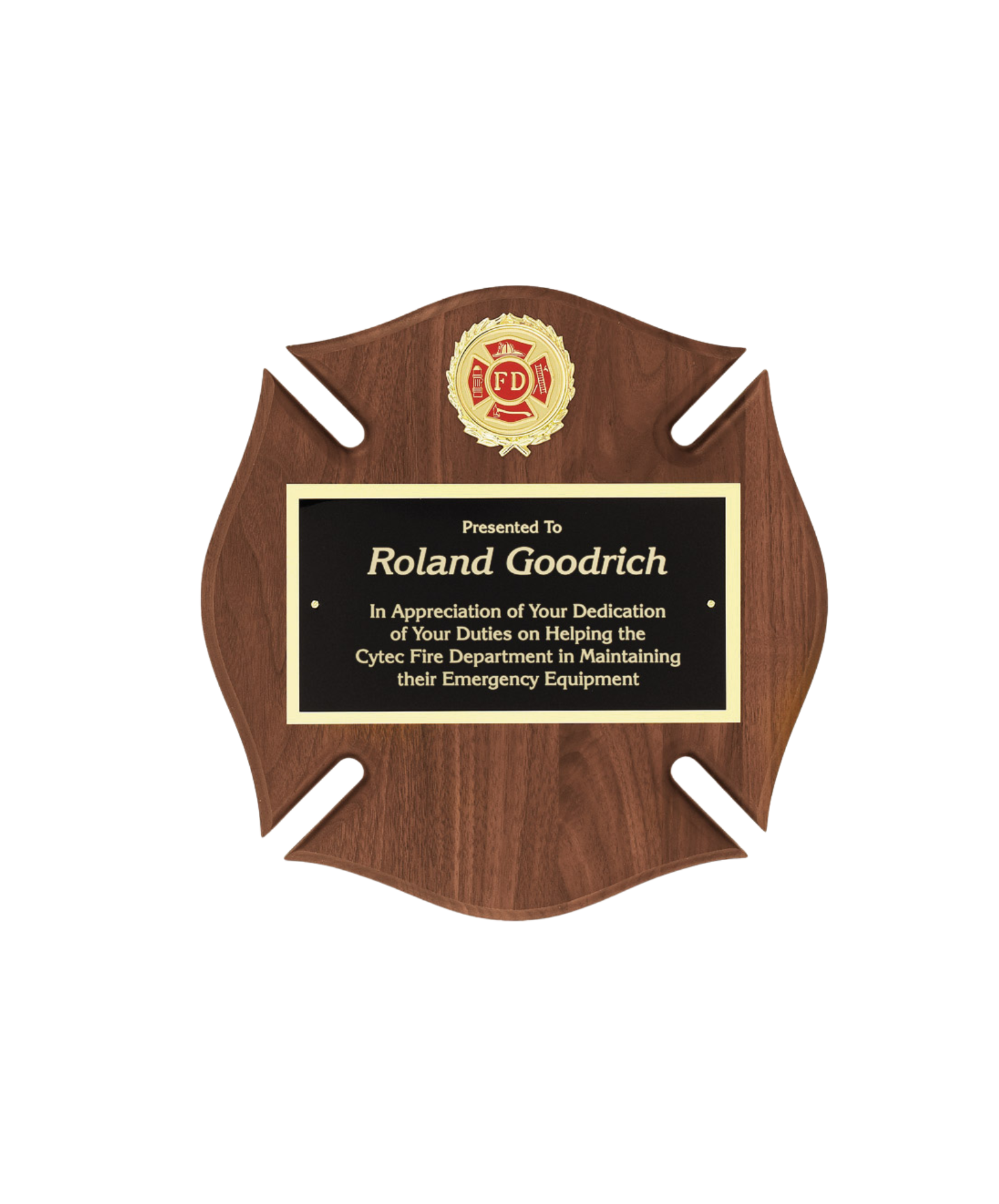 Walnut Maltese Cross Plaque