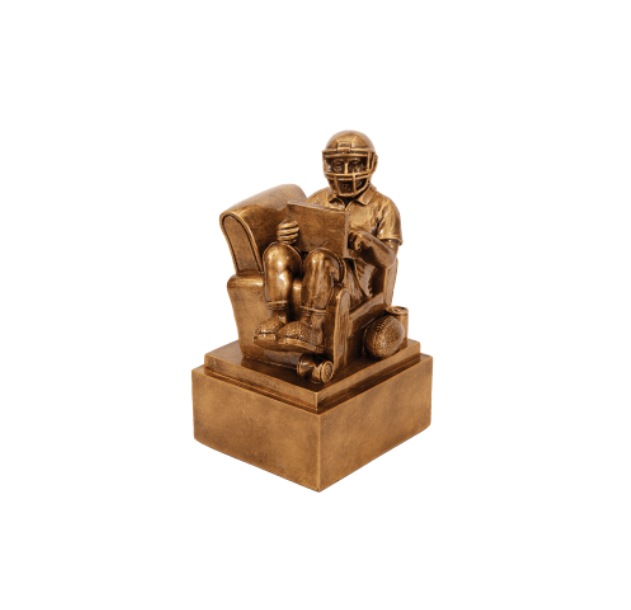 Antique Gold Fantasy Football Man in Chair Resin