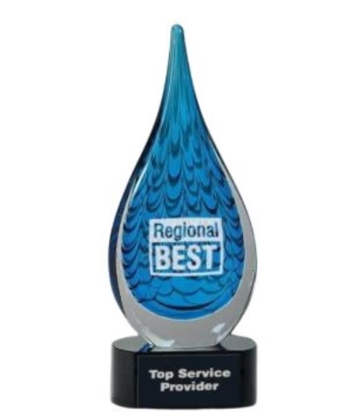 Blue Rain Drop Art Glass